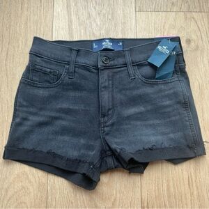 NWT Hollister Women's Mid-Rise Size 3 Black Denim Shorts, Summer Shorts